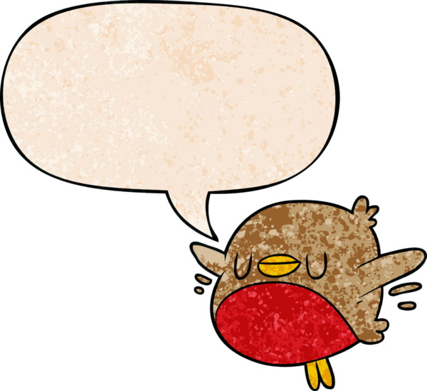 Bir insan tarafından çizilmiş eski moda konuşma baloncuklu şirin çizgi film noel robini.