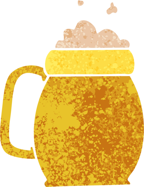 Bir insan tarafından çizilmiş retro illüstrasyon tarzı tuhaf çizgi film birası.