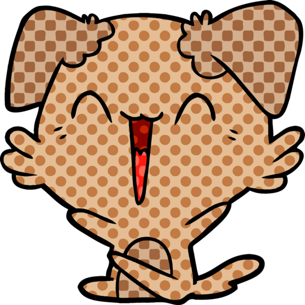 Bir insan tarafından çizilmiş küçük mutlu köpek çizgi filmi.