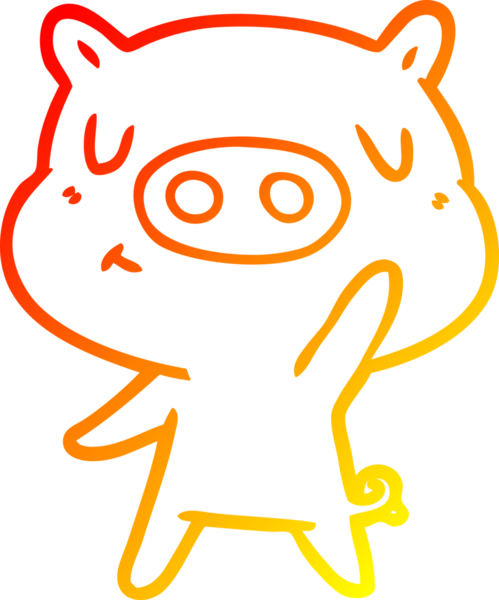 Bir insan tarafından çizilen çizgi film içerikli domuzun sıcak çizgi çizimi