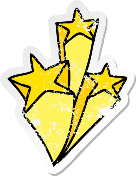 Bir insan tarafından çizilmiş garip bir el çizimi çizgi film yıldızının sıkıntılı çıkartması.