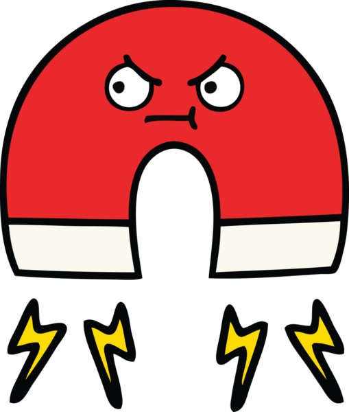 Bir insan tarafından çizilmiş şirin bir mıknatıs karikatürü