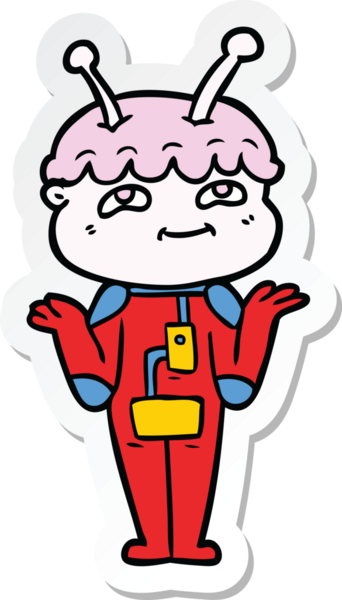 Bir insan tarafından çizilmiş dost canlısı bir uzay adamının çıkartması.