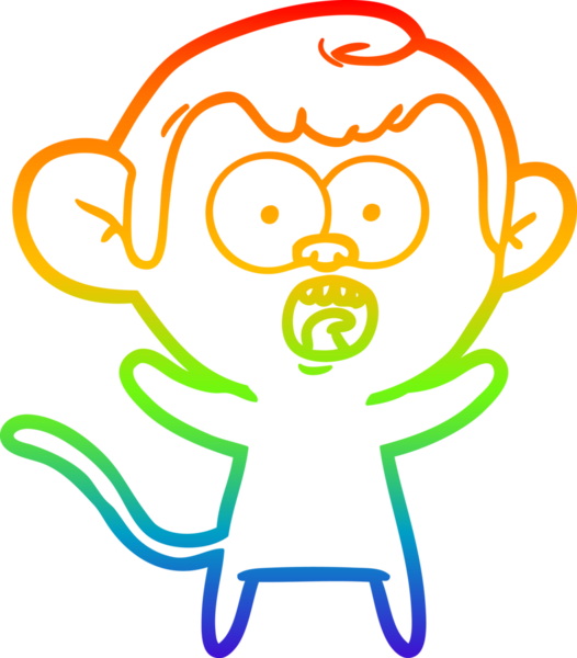 gökkuşağı gradyan çizgi çizimi bir insan tarafından çizilmiş bir maymun tarafından şok edildi