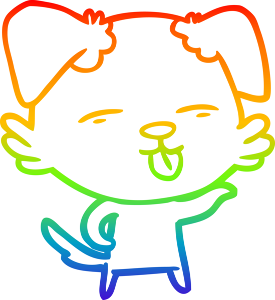 gökkuşağı gradyan çizgi çizimi bir insan tarafından çizilmiş dili dışarı çıkaran bir köpek