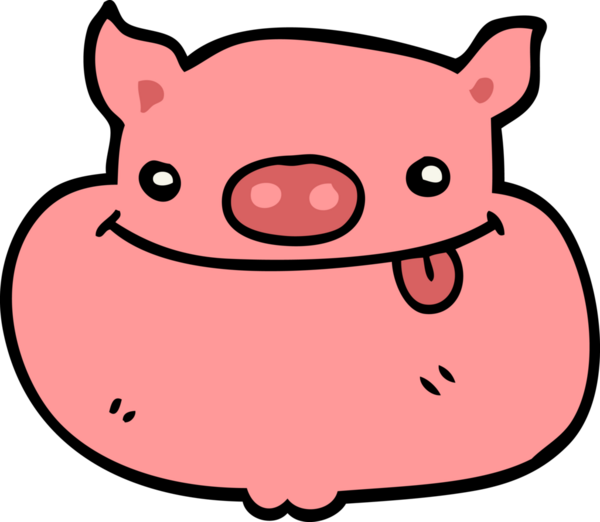 Bir insan tarafından çizilmiş mutlu domuz yüzü.