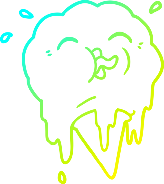 Bir insan tarafından çizilen dondurmayı eriten bir çizgi filmin soğuk gradyan çizimi