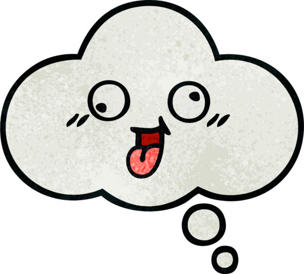 Bir insan tarafından çizilmiş bir düşünce baloncuğunun retro grunge doku karikatürü