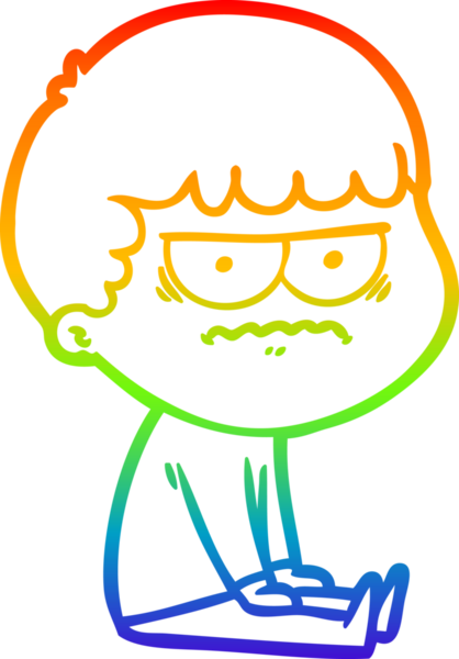 Gökkuşağı gradyan çizgi çizimi Bir insan tarafından çizilmiş rahatsız bir adam