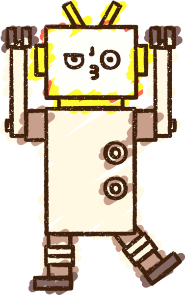 Bir insan tarafından çizilen robot tebeşiri.