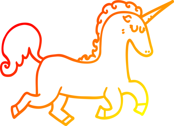 Bir insan tarafından çizilen tek boynuzlu atın sıcak çizgi çizimi