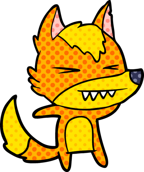 Bir insan tarafından çizilmiş tilki çizgi film karakteri