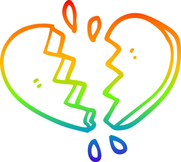 Bir insan tarafından çizilmiş kırık bir kalbin çizimi.