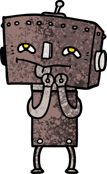 Bir insan tarafından çizilmiş çizgi film robotu