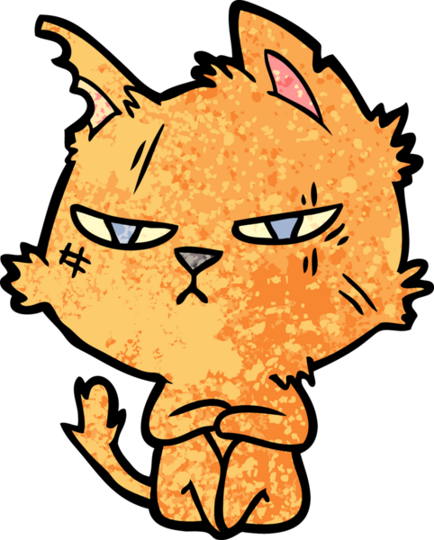 Bir insan tarafından çizilmiş sert çizgi film kedisi.