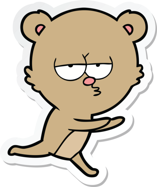 Bir insan tarafından çizilmiş sıkılmış bir ayı çizgi filminin çıkartması.