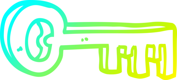 Bir insan tarafından çizilen altın anahtarın soğuk gradyan çizgisi.