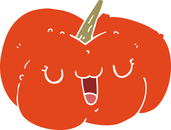 Bir insan tarafından çizilmiş düz renkli balkabağı.