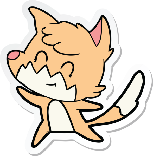 Bir insan tarafından çizilmiş bir çizgi film tilkisinin çıkartması.