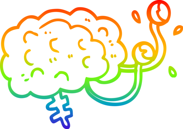 gökkuşağı gradyan çizgi çizimi bir insan tarafından çizilmiş bir canavar beyni