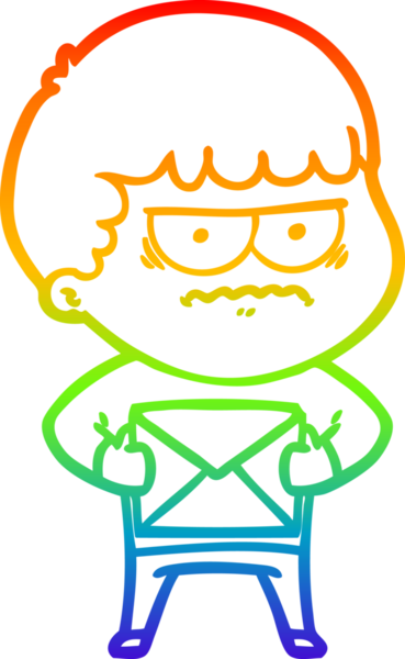 Gökkuşağı gradyan çizgi çizimi Bir insan tarafından çizilmiş rahatsız bir adam