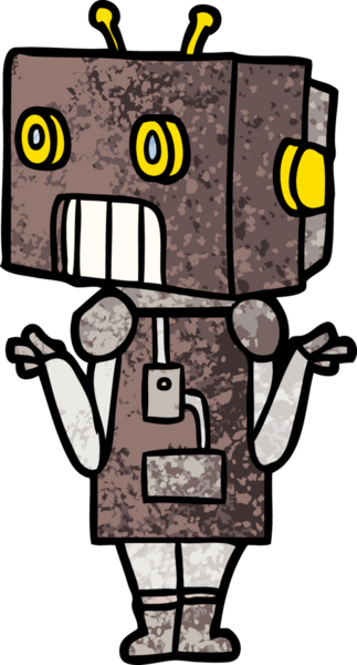 Bir insan tarafından çizilmiş çizgi film robotu