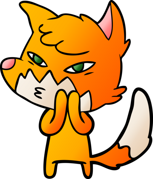 Bir insan tarafından çizilmiş akıllı çizgi film tilkisi.