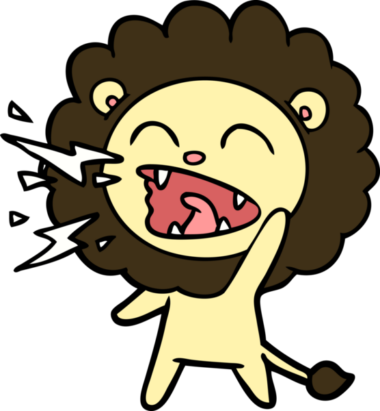 Bir insan tarafından çizilmiş kükreyen aslan çizgi filmi.