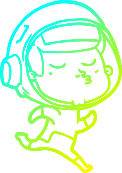 Bir insan tarafından çizilmiş kendinden emin bir astronotun soğuk çizgi çizimi.