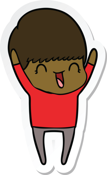 Bir insan tarafından çizilmiş mutlu bir çizgi film çocuğunun çıkartması.