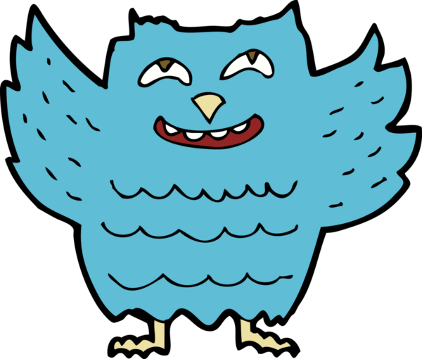 bir insan tarafından çizilmiş mutlu bir baykuş.