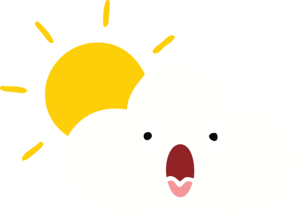 Bir insanın çizdiği gün ışığının ve bulutun düz rengi.