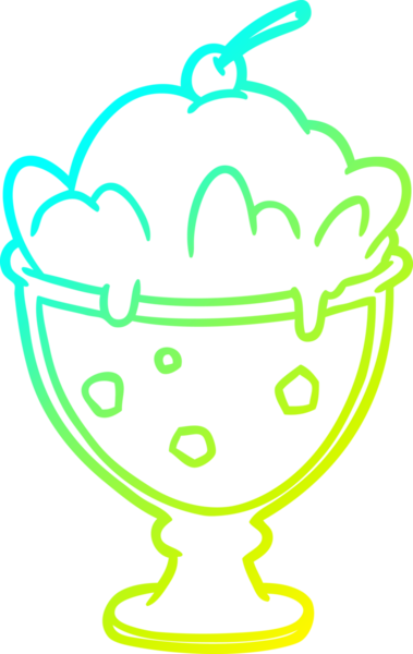 Bir insan tarafından çizilmiş lezzetli bir tatlının soğuk gradyan çizimi.