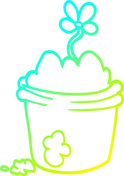 Bir insan tarafından çizilmiş bir çiçek saksının soğuk gradyan çizgisi.