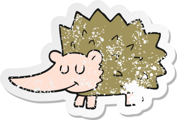 Bir insan tarafından çizilmiş kirpinin gerilmiş çıkartması.