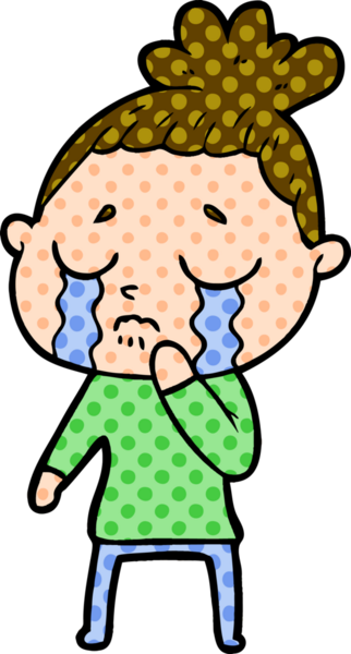 Bir insan tarafından çizilmiş ağlayan kadın çizgi filmi.