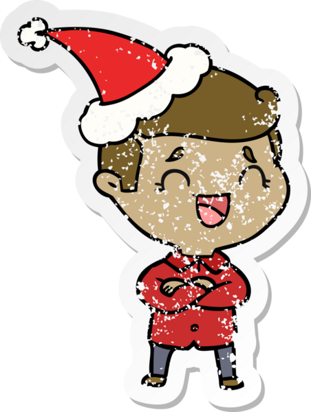 Bir insan tarafından çizilmiş Noel Baba şapkası giymiş, gülen bir adamın çizilmiş el yazısı.