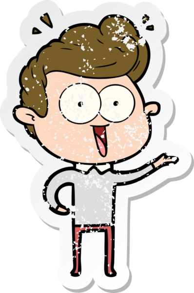 Bir insan tarafından çizilmiş karikatür adamın sıkıntılı çıkartması.