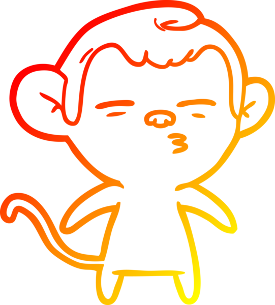 Bir insan tarafından çizilmiş şüpheli bir maymunun sıcak çizgi çizimi