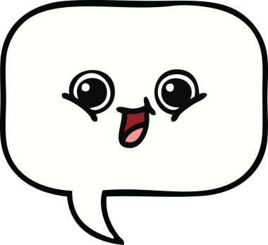 Bir insan tarafından çizilmiş şirin bir konuşma balonu karikatürü.