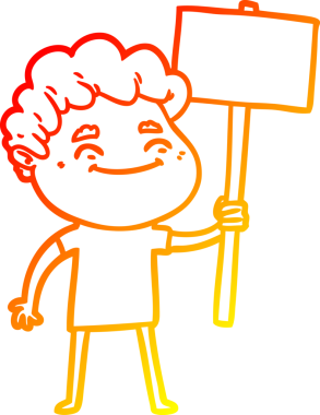 Bir insan tarafından çizilmiş, karikatür dostu bir adamın sıcak çizgi çizimi