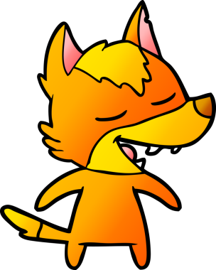 Bir insan tarafından çizilmiş tilki çizgi film karakteri