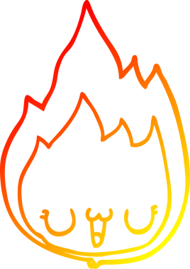 Bir insan tarafından çizilmiş, çizgi film alevinin sıcak çizgi çizimi.