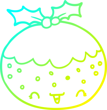 Soğuk gradyan çizgisi bir insan tarafından çizilmiş tatlı bir Noel pudinginin çizimi.