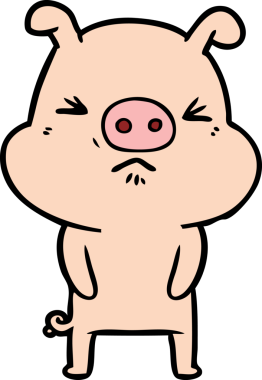 Bir insan tarafından çizilmiş huysuz domuz çizgi filmi.
