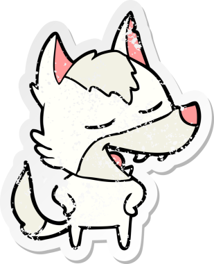 Bir insan tarafından çizilmiş bir karikatür kurdunun sıkıntılı çıkartması.