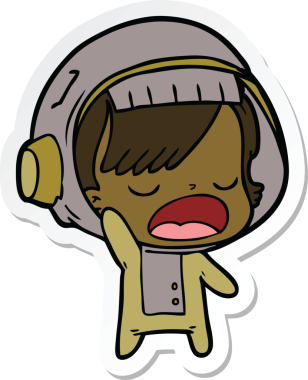 Bir insan tarafından çizilmiş astronot bir kadının çıkartması.