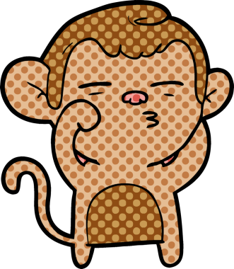 bir insan tarafından çizilmiş şüpheli maymun çizgi filmi