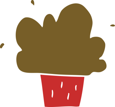 Bir insan tarafından çizilmiş düz renkli çizgi film keki.