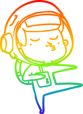 gökkuşağı gradyan çizimi bir çizgi insan tarafından çizilmiş kendinden emin astronot